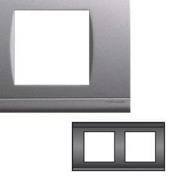 NORVIKA Plaque Double Horizontale Entraxe 71mm Gris alu 