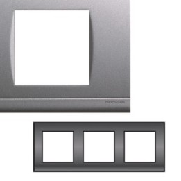 NORVIKA Plaque Triple Horizontale Entraxe 71mm Gris alu 