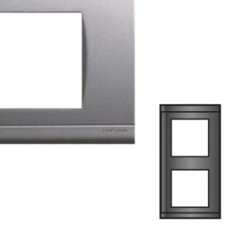 NORVIKA Plaque Double Verticale Entraxe 71mm Gris alu 