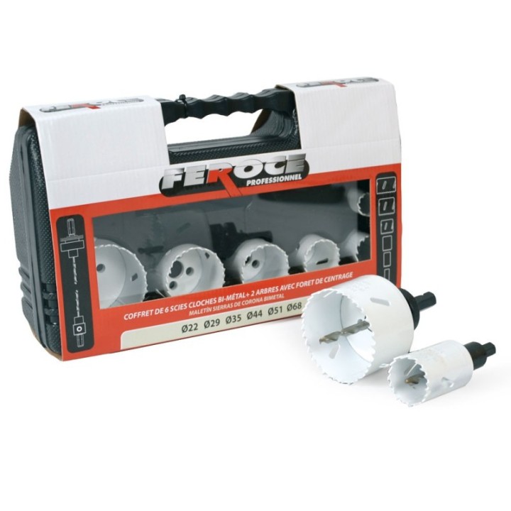 Coffret 6 scies cloches bi-métal + 2 arbres KORMAN