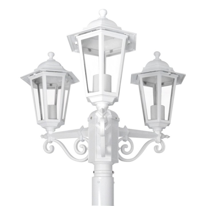 Lampadaire Extérieur 3 Têtes 3x60W E27 Fonte Blanc LOAN
