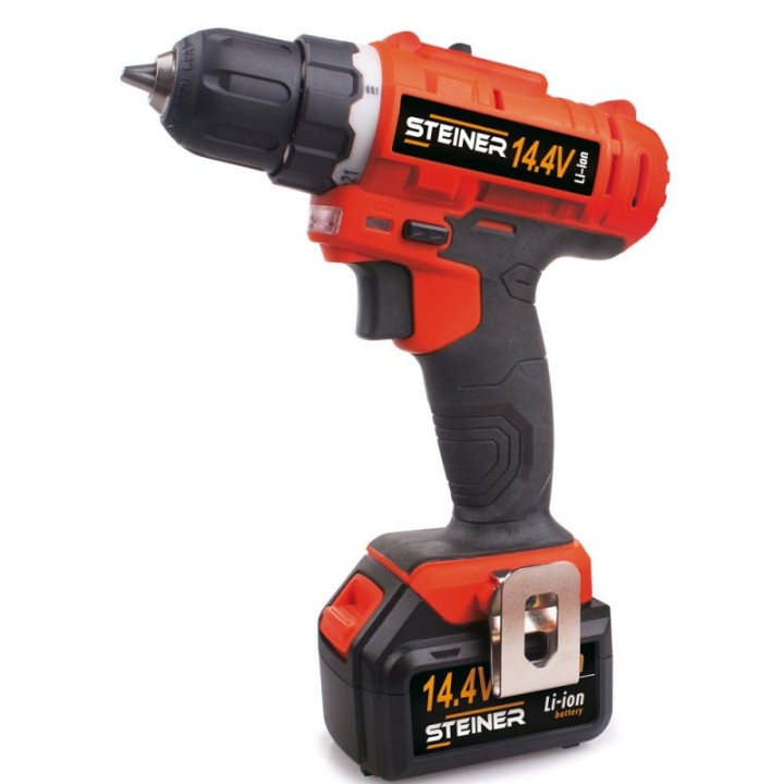Perceuse sans fil 14,4V 1,3Ah Li-ion + mallette 160 pièces alu