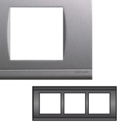NORVIKA Plaque Triple Horizontale Entraxe 57mm Gris alu 