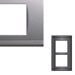 NORVIKA Plaque Double Verticale Entraxe 57mm Gris alu 