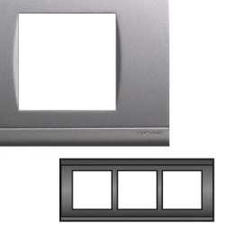 NORVIKA Plaque Triple Verticale Entraxe 57mm Gris alu 