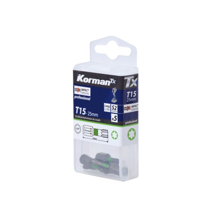Jeu de 5 embouts T15 Torsion professional