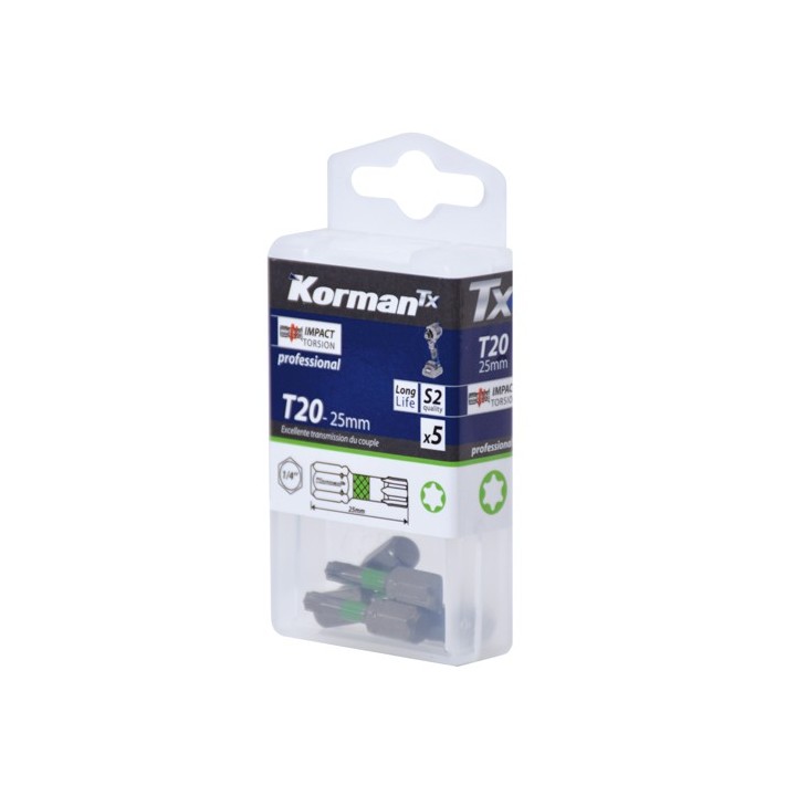Jeu de 5 embouts T20 Torsion professional