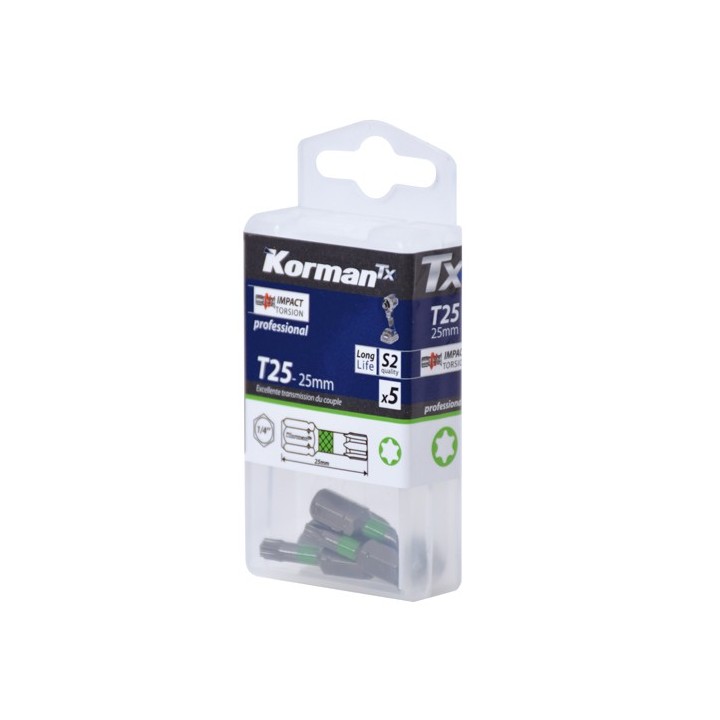 Jeu de 5 embouts T25 Torsion professional