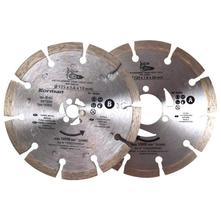 Jeu 2 lames diamant 125mm