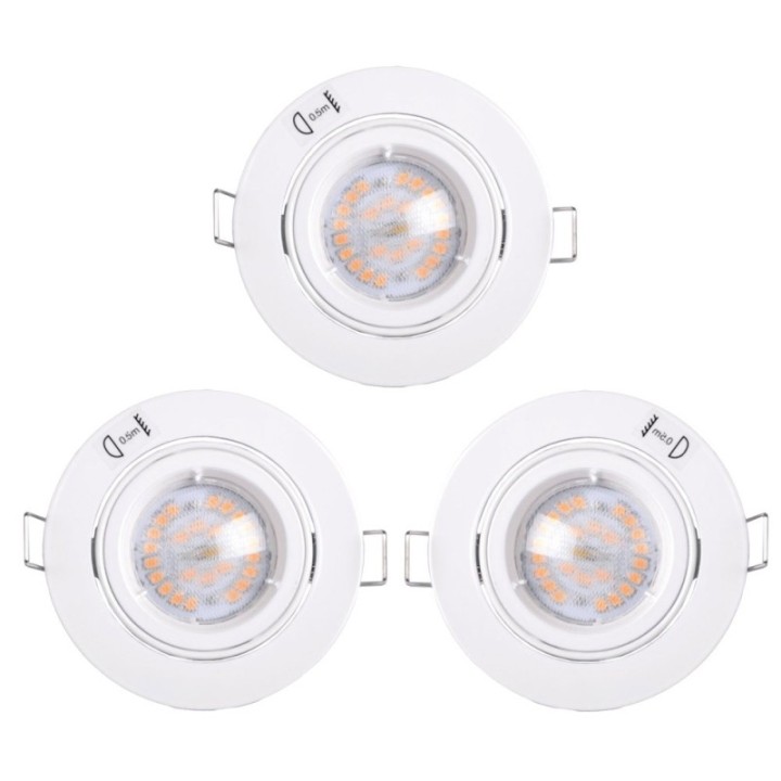 Lot de 3 spots blanc avec ampoule LED