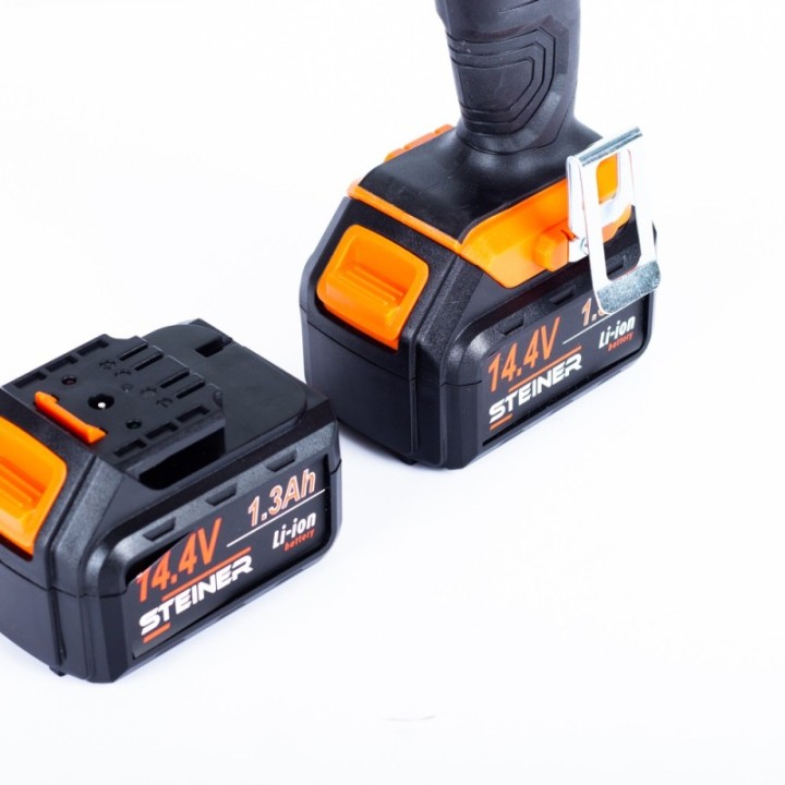 Perceuse sans fil 14,4V 1,3Ah Li-ion + mallette 160 pièces alu
