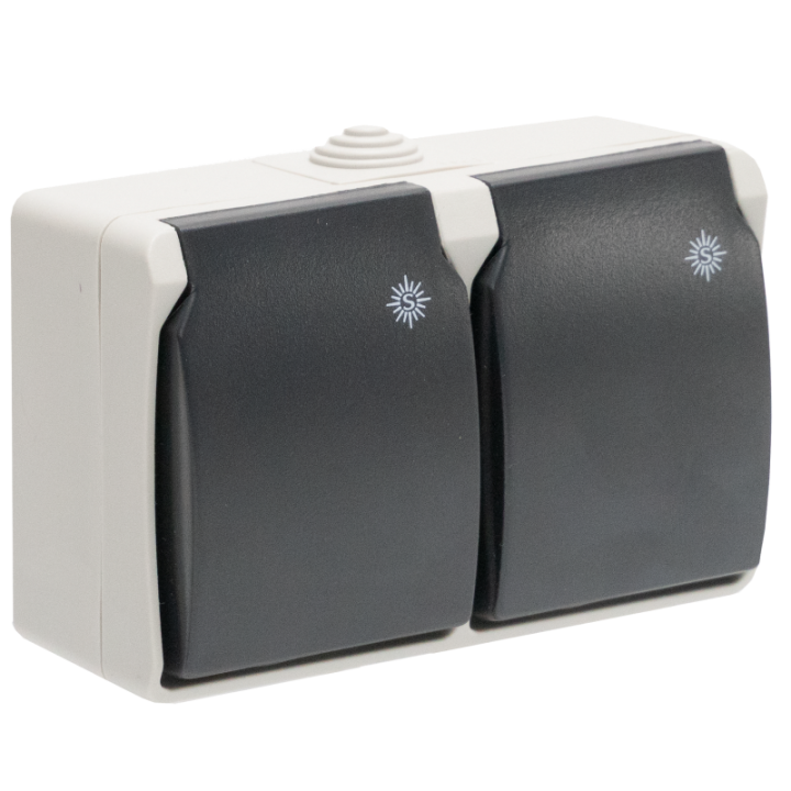 Double Prise Etanche 2P+T 16A IP54 Gris NALTO