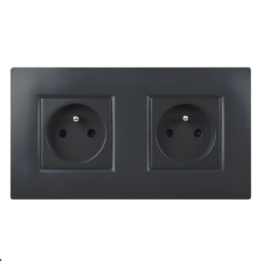 NOANE Double Prise Murale Encastrable 2P+T Complete Anthracite