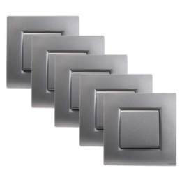 NOANE Lot de 5 Interrupteurs Va et Vient 10A Complet Gris Alu