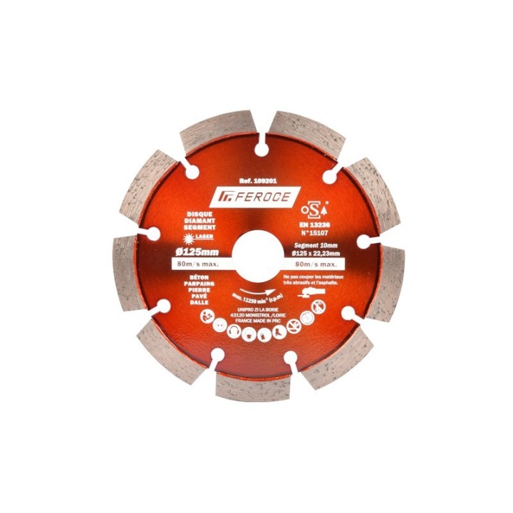 Disque Diamant Segment Laser 125 x 22.23 mm FEROCE