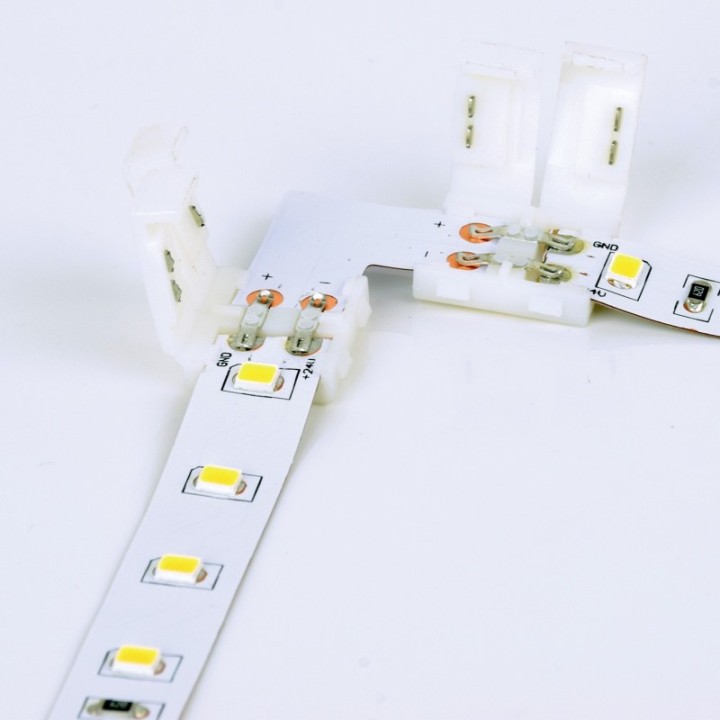 2 connecteurs angle 90° 10mm pour ruban LED