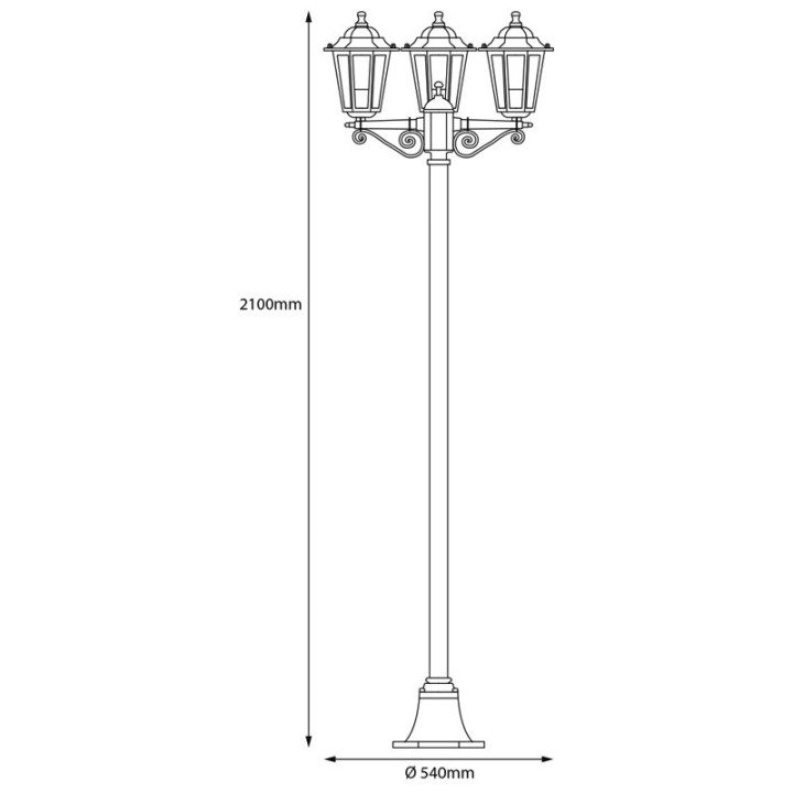 Lampadaire Extérieur 3 Têtes 3x100W Fonte Blanc INITIALIS