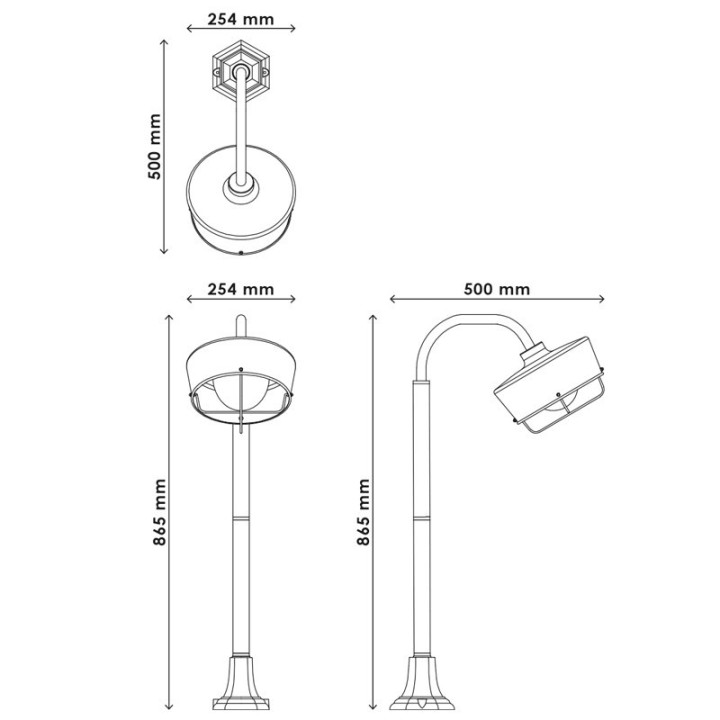 Borne Lumieuse Extérieure 60W max E27 Acier Noir WOLTZ