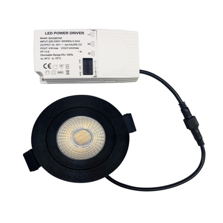 Spot à encastrer Orientable Variable IP65 CCT RT2012 6W LED Noir WOLTZ