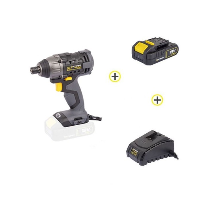 Pack Visseuse à choc sans fil 18V Li-ion 4 pôles + 1 Batterie + 1 Chargeur STEINER