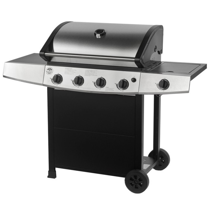 Barbecue Gaz ROSTER 5 Brûleurs dont 1 Latéral - 17.2 KW 1/2 Gril - 1/2 Plancha