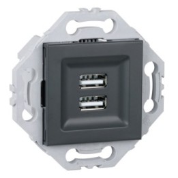 Prise Chargeur USB + Support Anthracite NOANE
