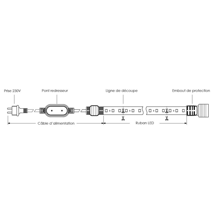 Ruban LED de chantier 15W/m 50m WOLTZ