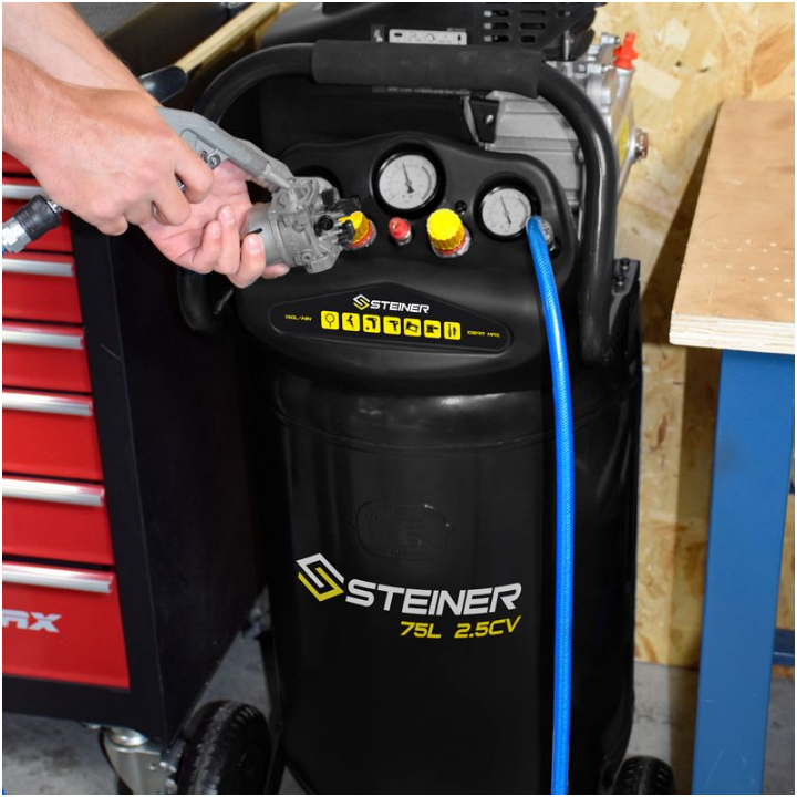 Compresseur Vertical 75L 2.5CV + Kit Pneumatique 8 pièces
