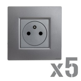 NOANE Lot 5 Prises 2P+T Affleurantes 16A Complètes Gris 