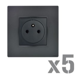 NOANE Lot 5 Prises 2P+T Affleurantes 16A Complètes Anthracite 
