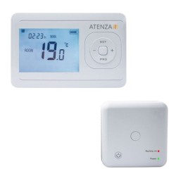 Thermostat programmable blanc avec récepteur sans fil pour chaudière et circulateur - contact sec et/ou sortie 230V ATENZA