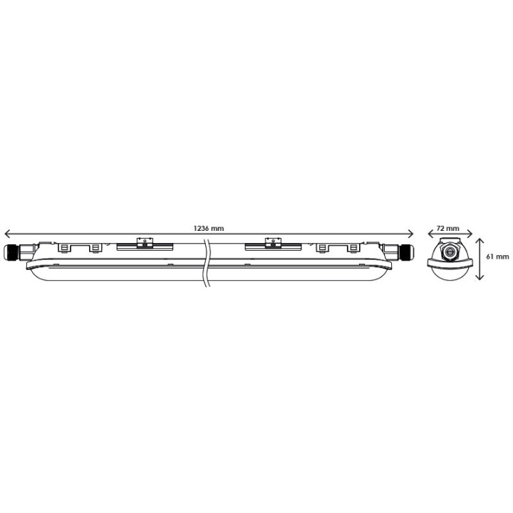 Réglette LED Etanche Câblage Traversant 120cm 40W 4000K IP65 WOLTZ