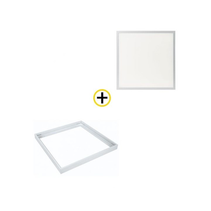 Pack dalle LED 36W backlit recouvrable 600x600mm + cadre pose saillie WOLTZ