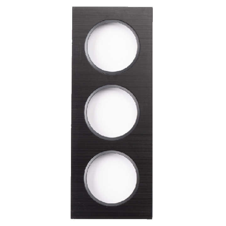 Plaque Triple Noir Brossé Cercle Anthracite EPURE