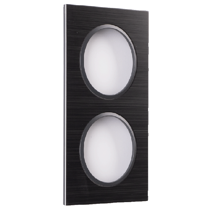 Plaque Double Noir Brossé Cercle Anthracite EPURE