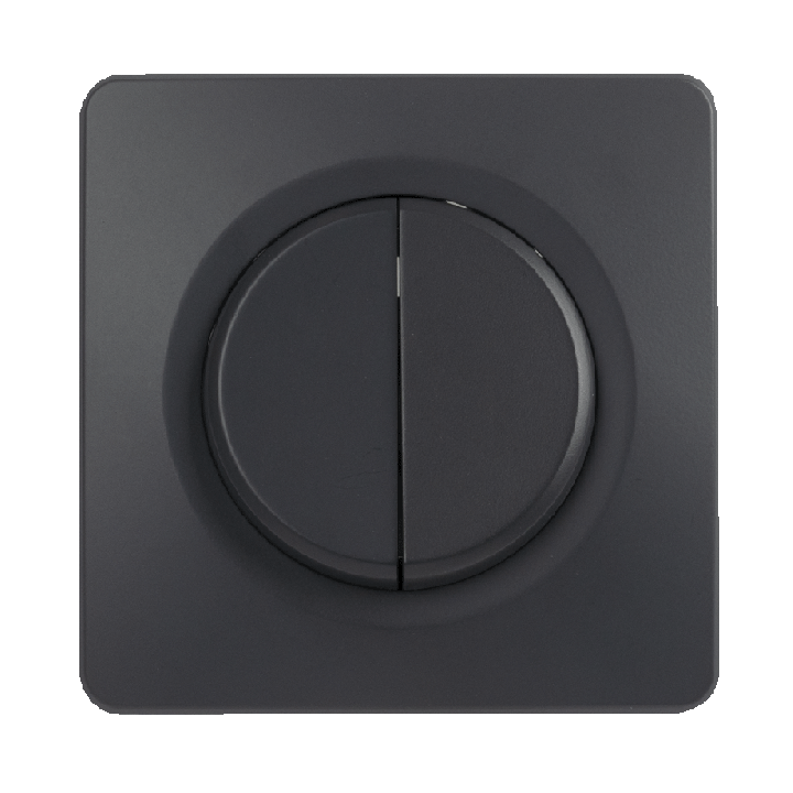 OHMTEC Epure Interrupteur Va et vient + Poussoir Gauche Anthracite 