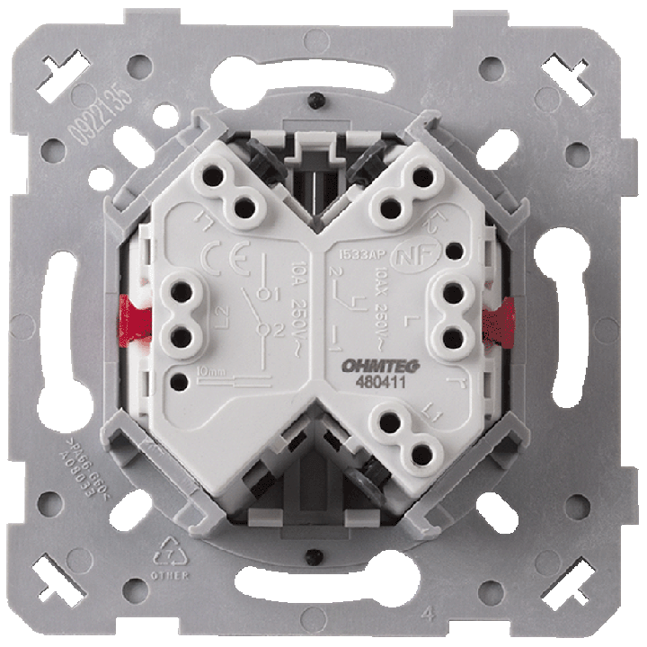 OHMTEC Epure Interrupteur Va et vient + Poussoir Gauche Anthracite 
