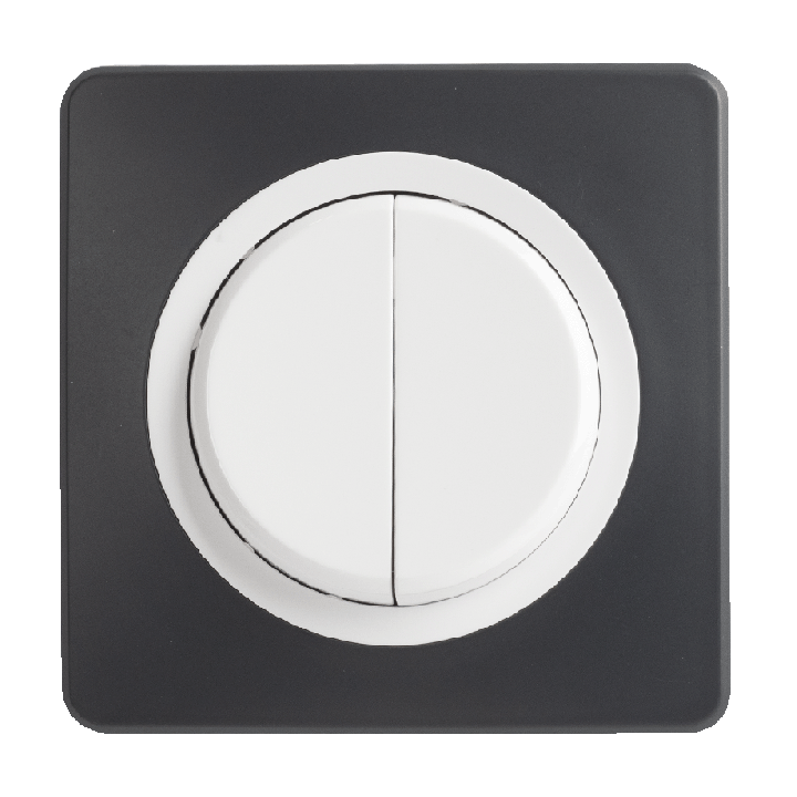 OHMTEC Epure Interrupteur va et vient + poussoir droite anthracite/blanc complet
