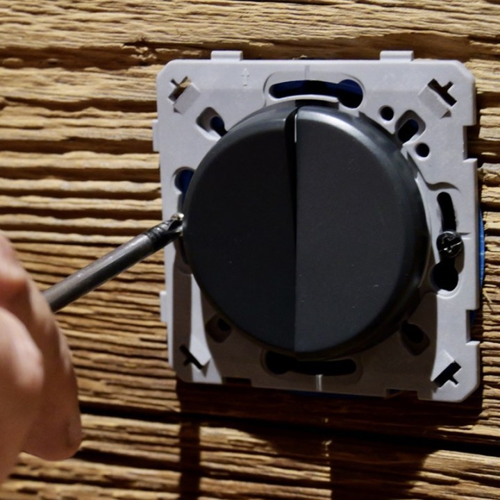 OHMTEC Epure Interrupteur va et vient + poussoir gauche complet anthracite