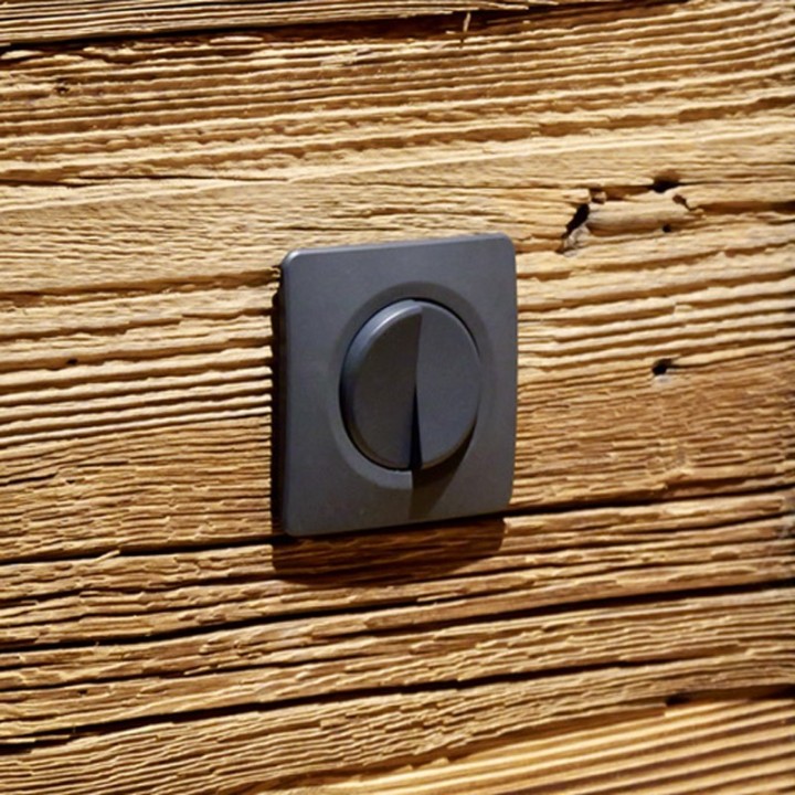 OHMTEC Epure Interrupteur va et vient + poussoir droite anthracite complet