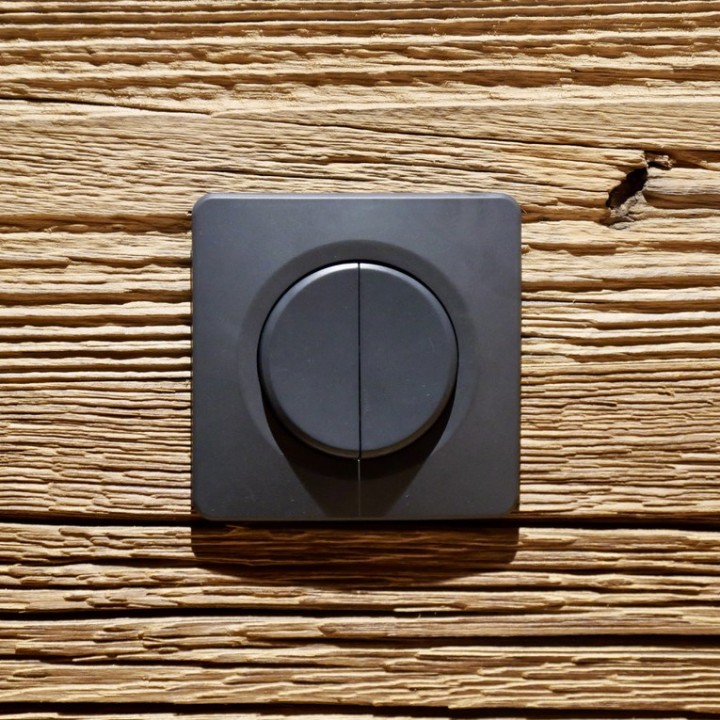 OHMTEC Epure Interrupteur va et vient + Poussoir gauche anthracite 