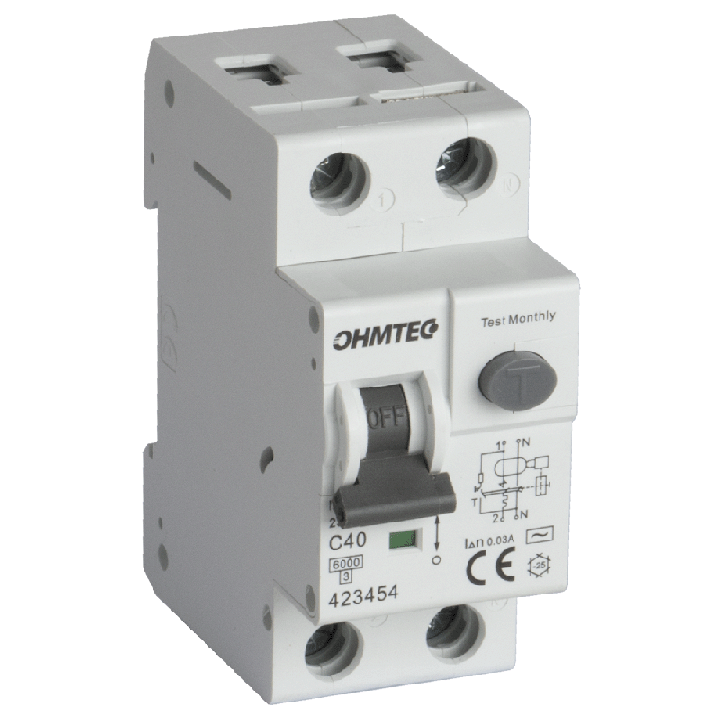 Disjoncteur différentiel à vis 1P+N 40A 30mA 6kA Courbe C