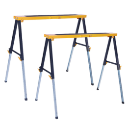 Lot de 2 Tréteaux télescopiques pliables 150 Kg avec hauteurs réglables FEROCE