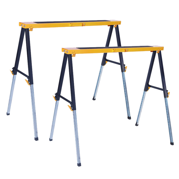 Lot de 2 Tréteaux télescopiques pliables 150 Kg avec hauteurs réglables FEROCE