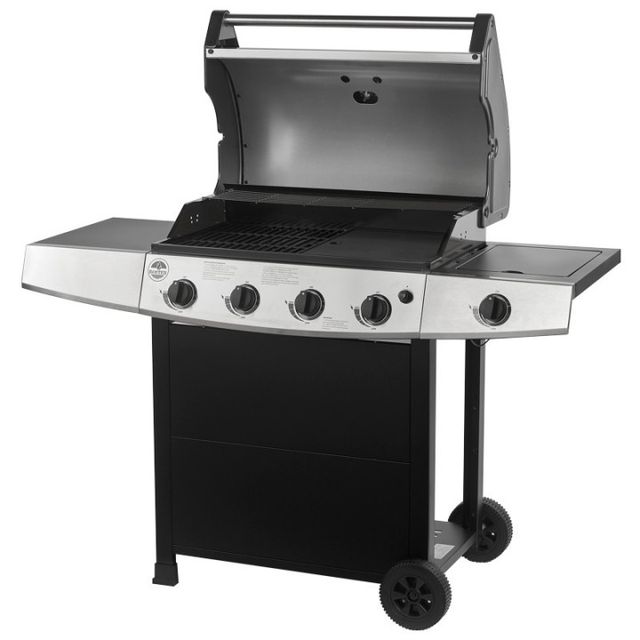 Barbecue Gaz ROSTER 5 Brûleurs dont 1 Latéral - 17.2 KW 1/2 Gril - 1/2 Plancha
