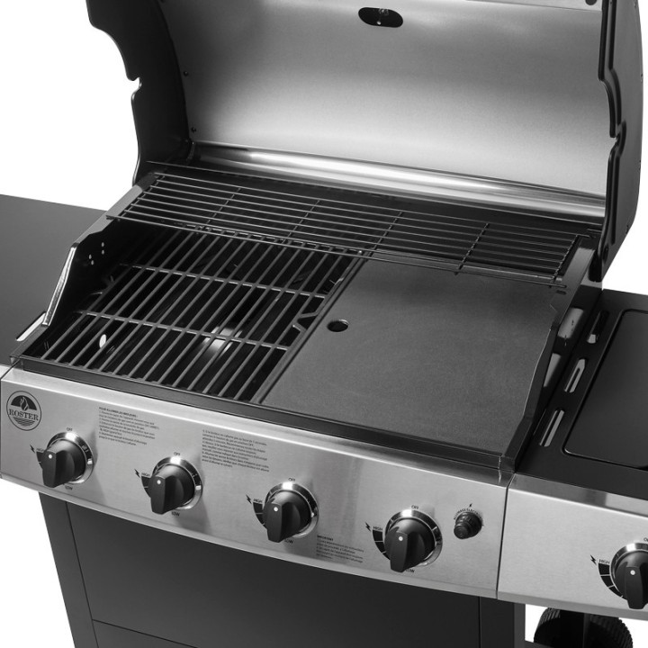 Barbecue Gaz ROSTER 5 Brûleurs dont 1 Latéral - 17.2 KW 1/2 Gril - 1/2 Plancha