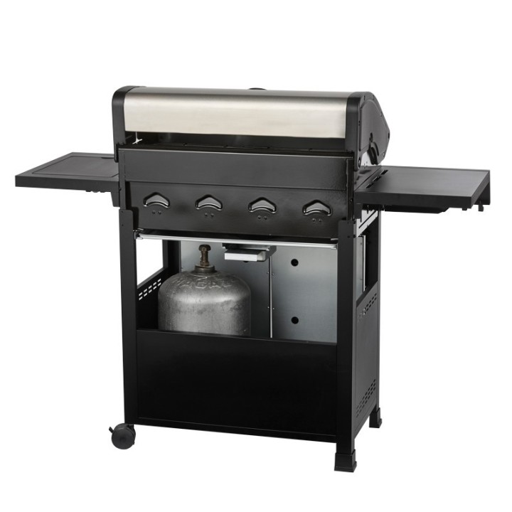 Barbecue Gaz ROSTER 5 brûleurs Dont 1 Latéral Avec Plancha et Grille de Cuisson Combinées