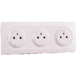 OHMTEC Epure Bloc 3 Prises 2P+T Affleurantes Cablées + Plaques Blanc 