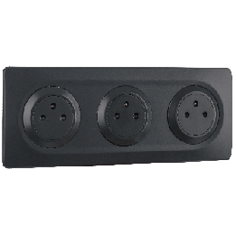 OHMTEC Epure Bloc 3 Prises 2P+T Affleurantes Cablées + Plaques anthracites 