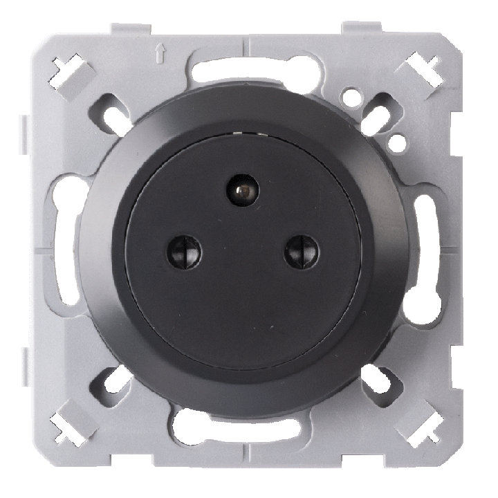 OHMTEC Epure Prise 2P+T affleurante complet anthracite + griffes de fixation